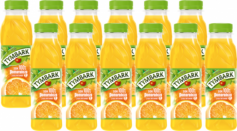 12x Sok pomarańczowy Tymbark, butelka PET, 0.3l