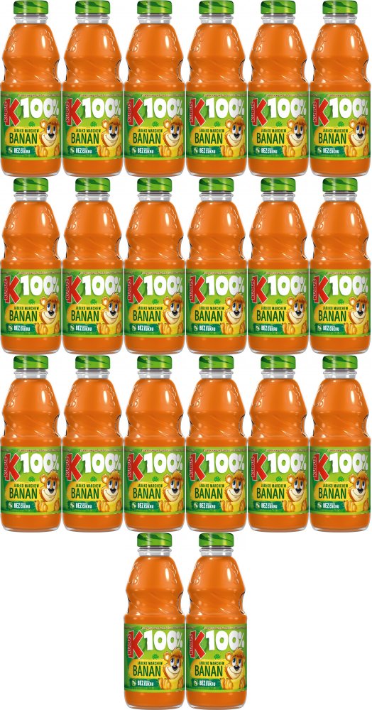 20x Sok Kubuś, banan-marchew-jabłko, butelka szklana, 0.3l