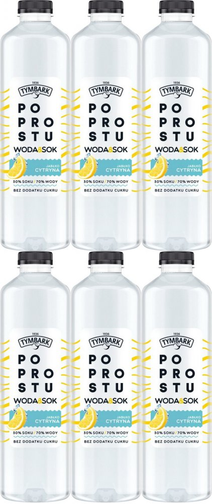 6x Napój Tymbark Po prostu Woda & Sok, jabłko i cytryna, butelka PET, 1.25l