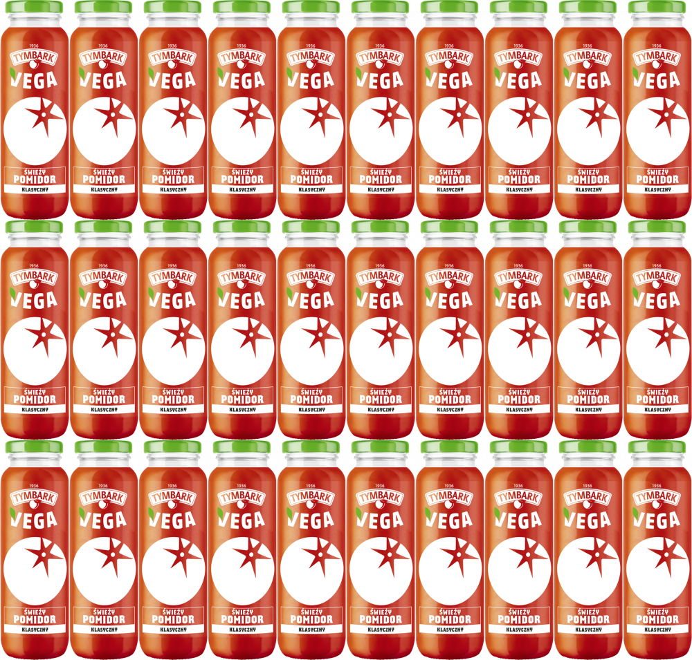 30x Sok pomidorowy Tymbark Vega, butelka szklana, 0.25l