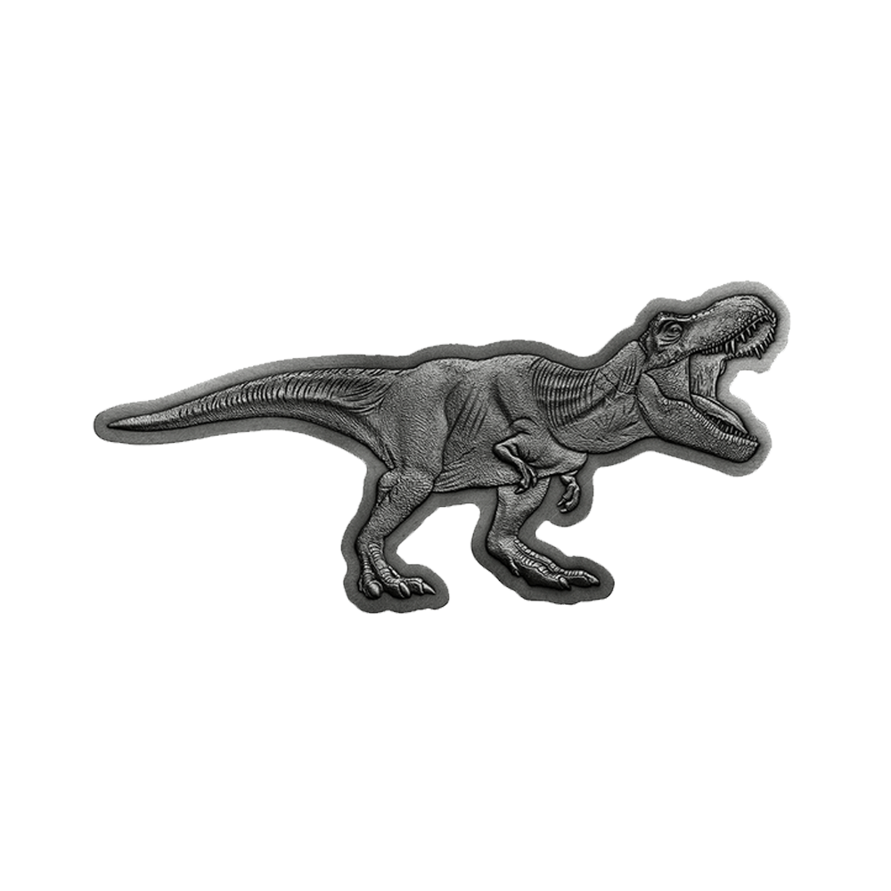 Moneta Park Jurajski: Tyranozaur Rex – antyczne wykończenie 2 uncje srebra VAT 23% – wysyłka 24 h!