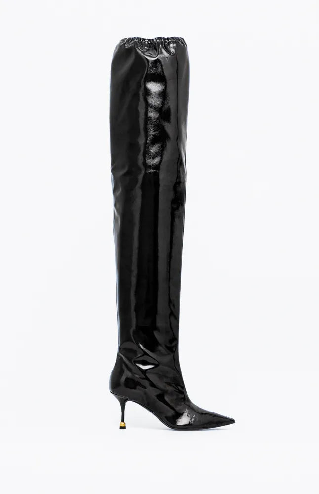 Skórzane kozaki damskie KARLA CRISTAL BLACK 42 - Vanda Novak