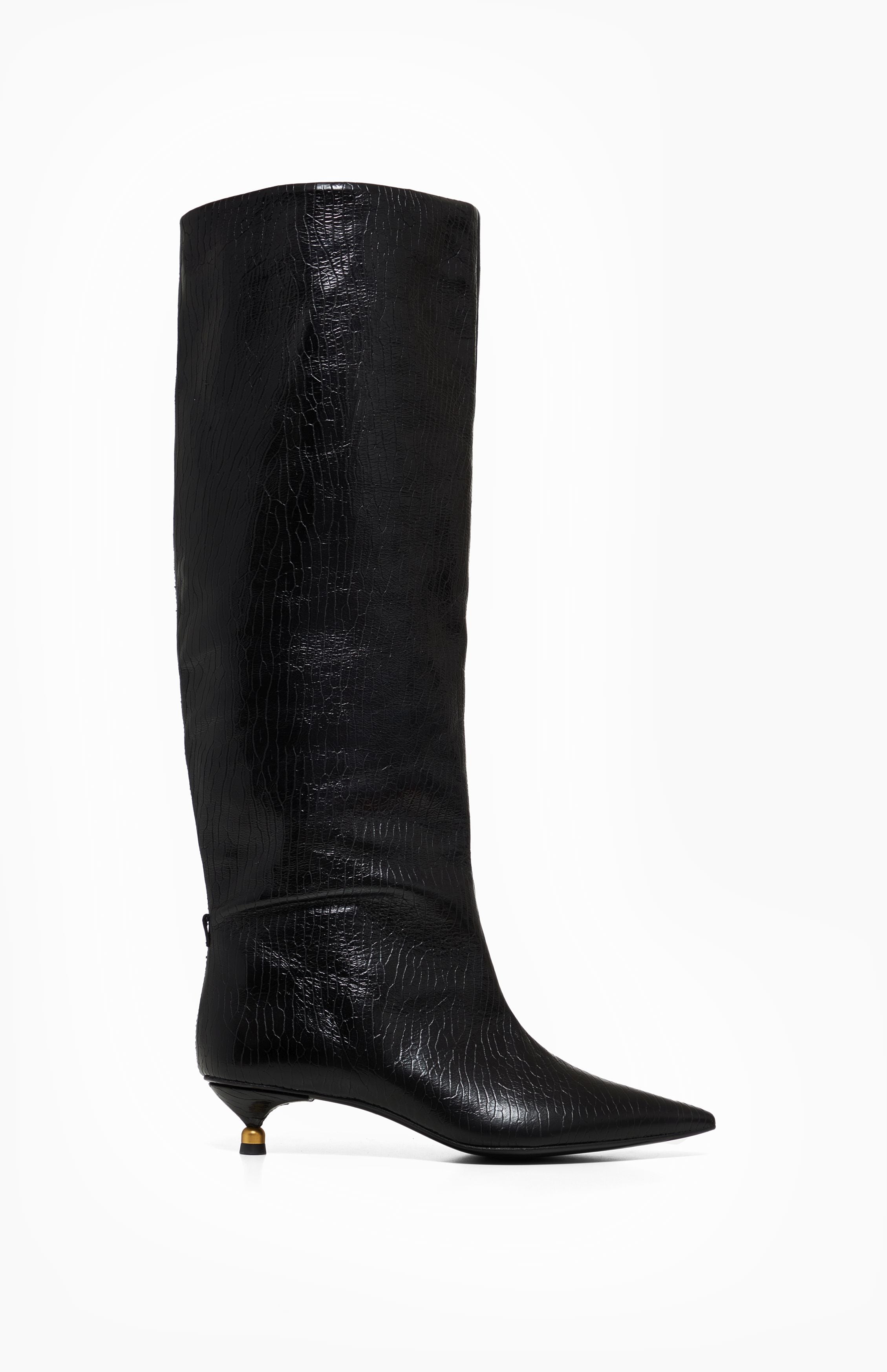 Skórzane kozaki damskie LISA SHARK BLACK 39 - Vanda Novak
