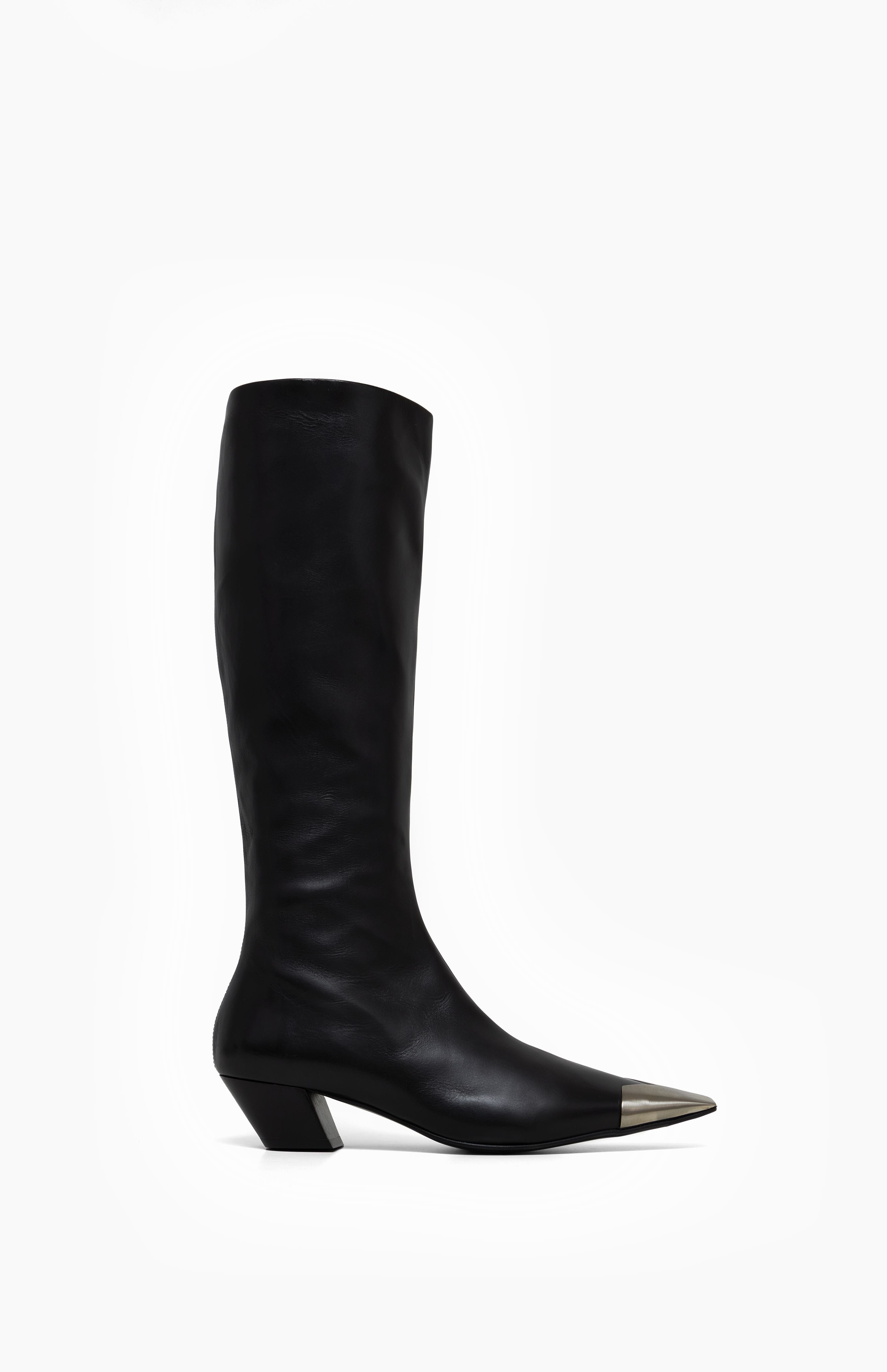Skórzane kozaki damskie LESLIE DEEP BLACK 39 - Vanda Novak