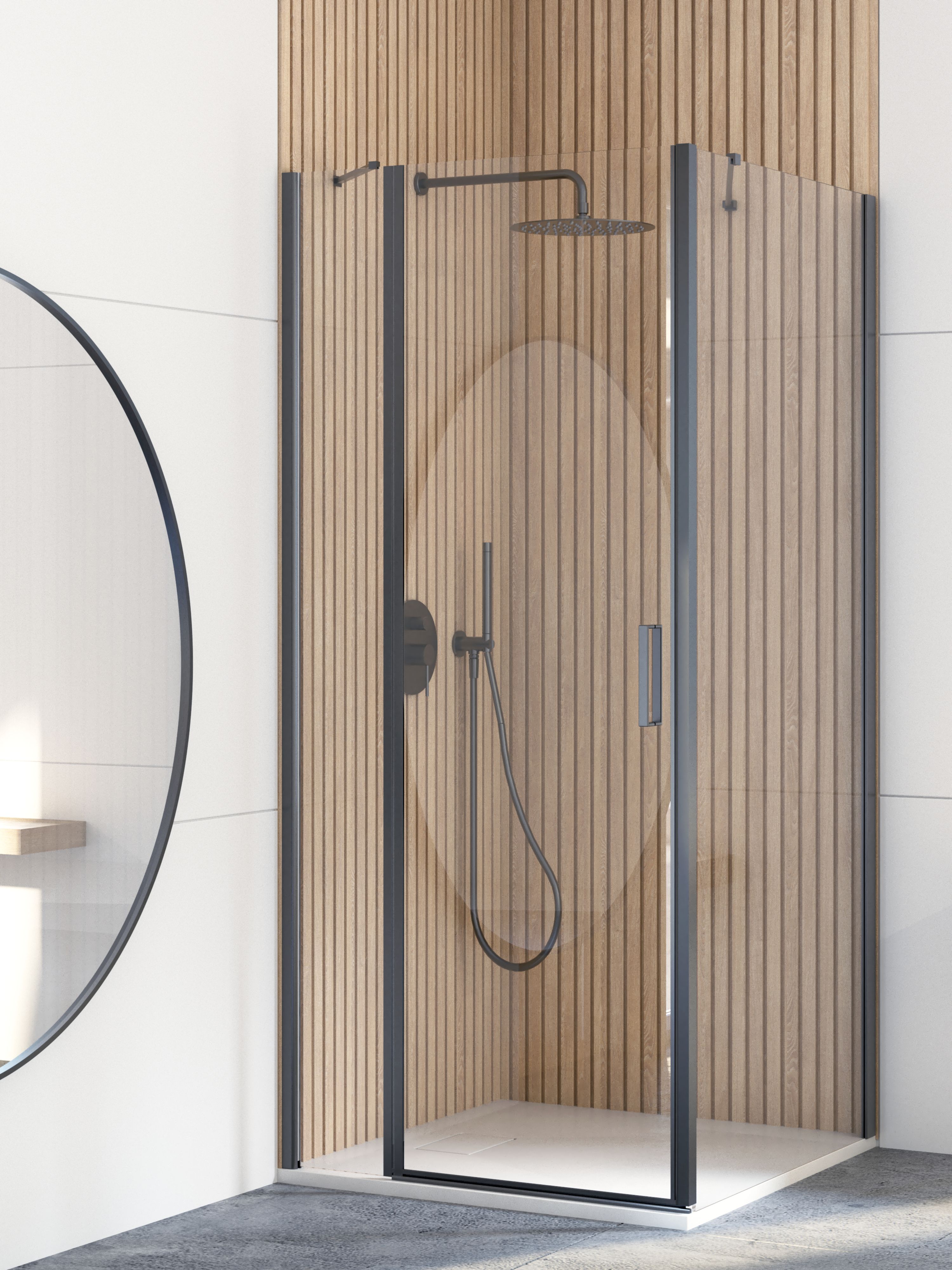 Oltens Verdal drzwi prysznicowe 80 cm czarny mat/szkło przezroczyste 21203300 - Wysyłka w 24h