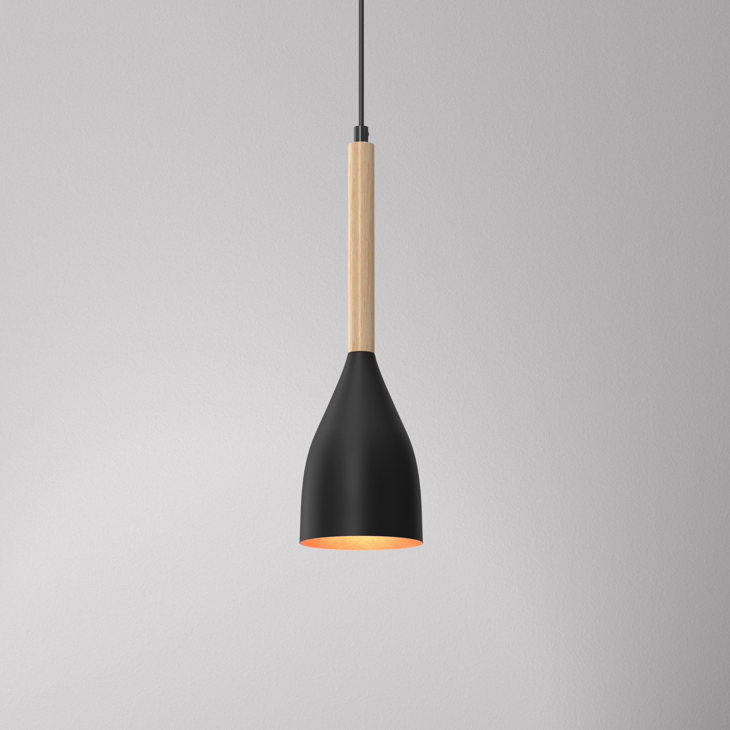 Luminex Muza lampa wisząca 1x60W czarny/złoty/drewno 9112