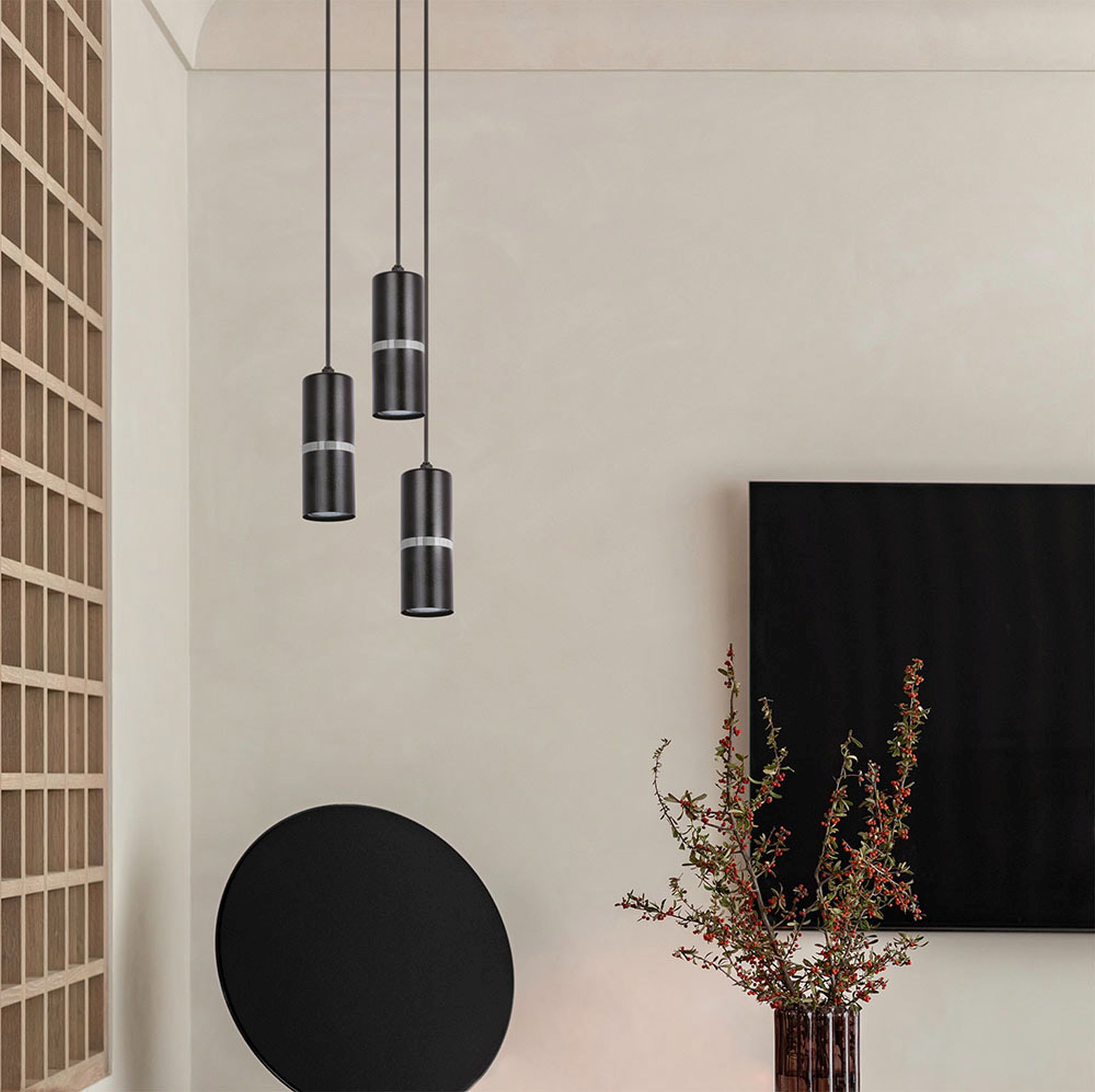 Kaja Vesta lampa wisząca 3x10W LED czarny/srebrny K-5247