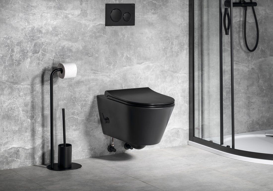 Sapho Avva miska WC bez kołnierza Rimless z funkcją bidetu czarny mat 100315-110
