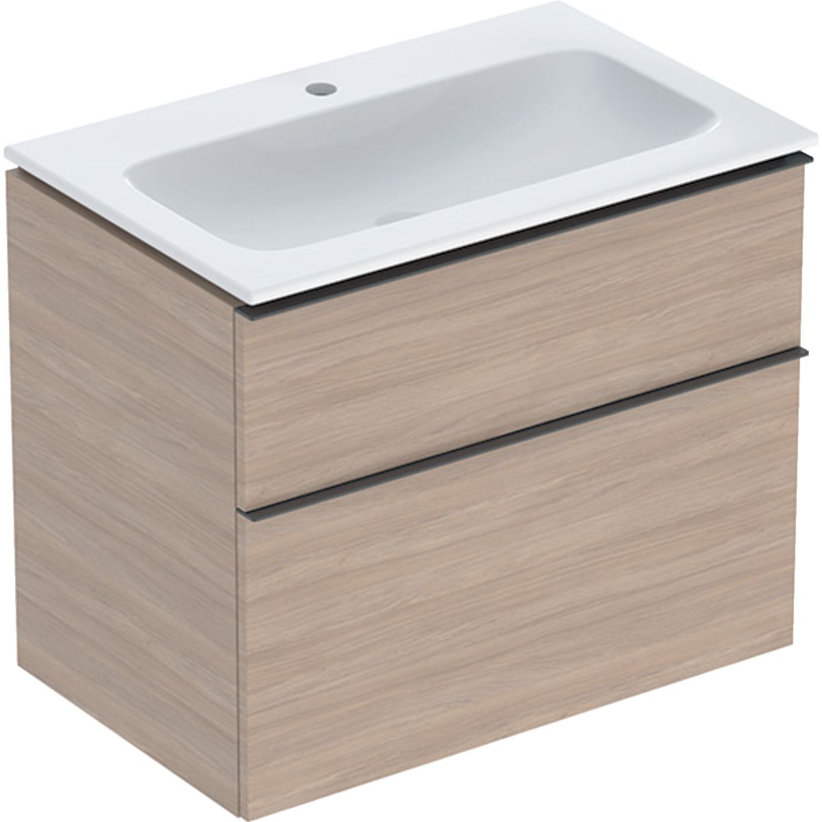 Geberit iCon Set Slim umywalka z szafką 75 cm zestaw meblowy KeraTect dąb/lava mat 502.332.JH.1