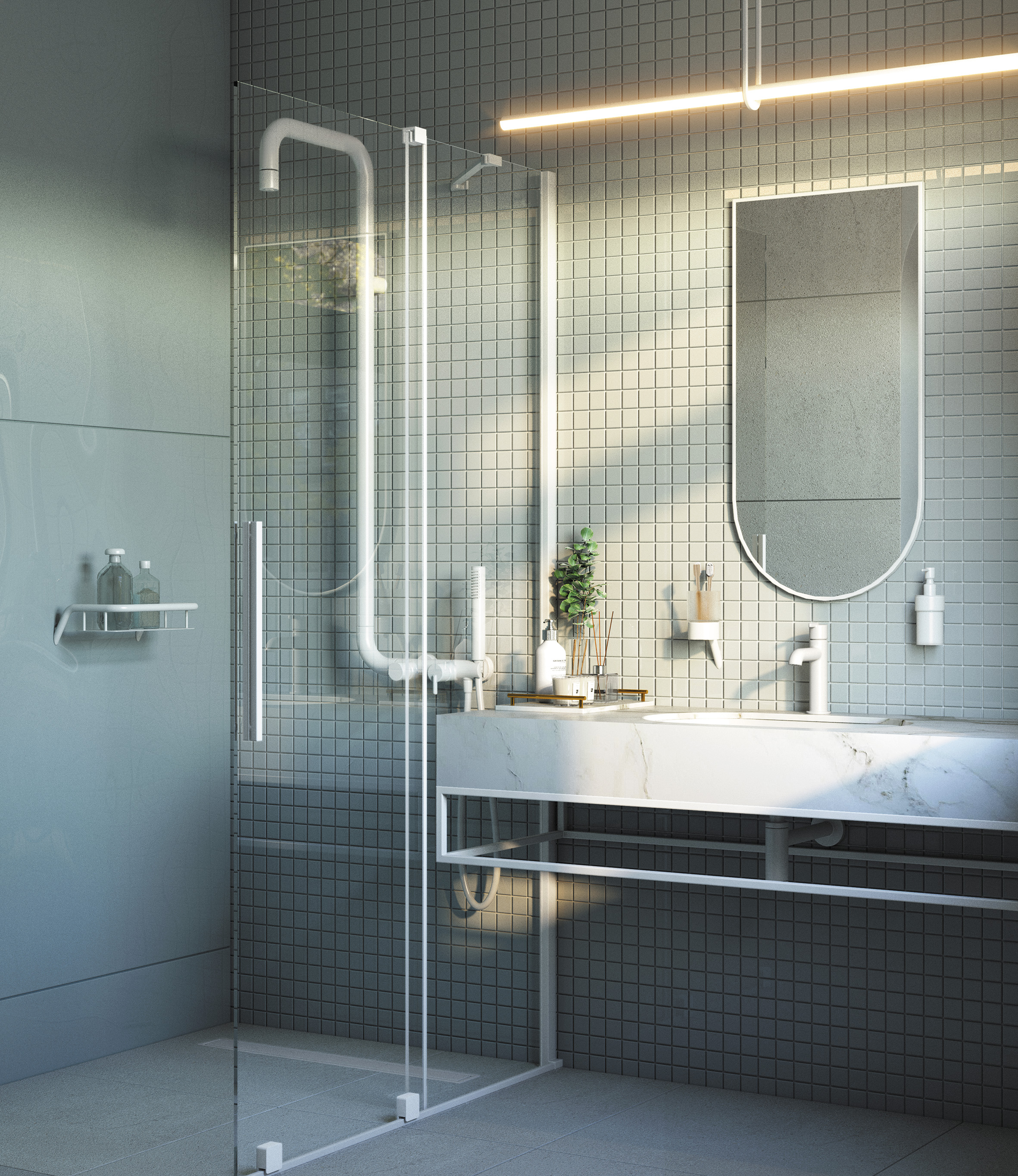 Deante Prizma ścianka prysznicowa walk-in 100 cm biały mat/szkło przezroczyste KTJ_A30R - Wysyłka w 24h