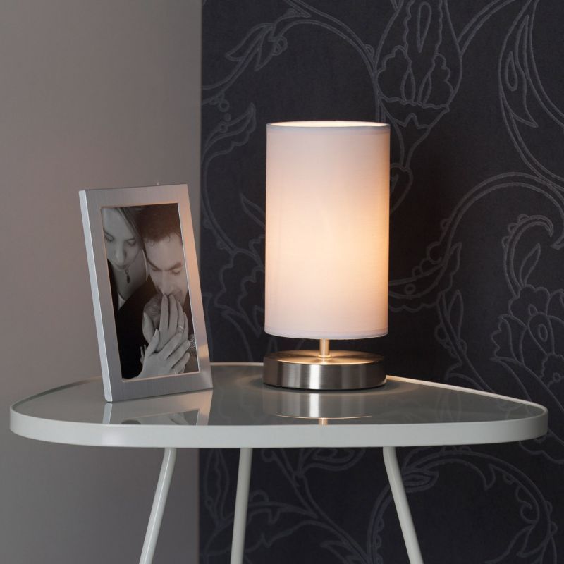 Brilliant Clarie lampa stołowa 1x40W biała/srebrna 13247/05