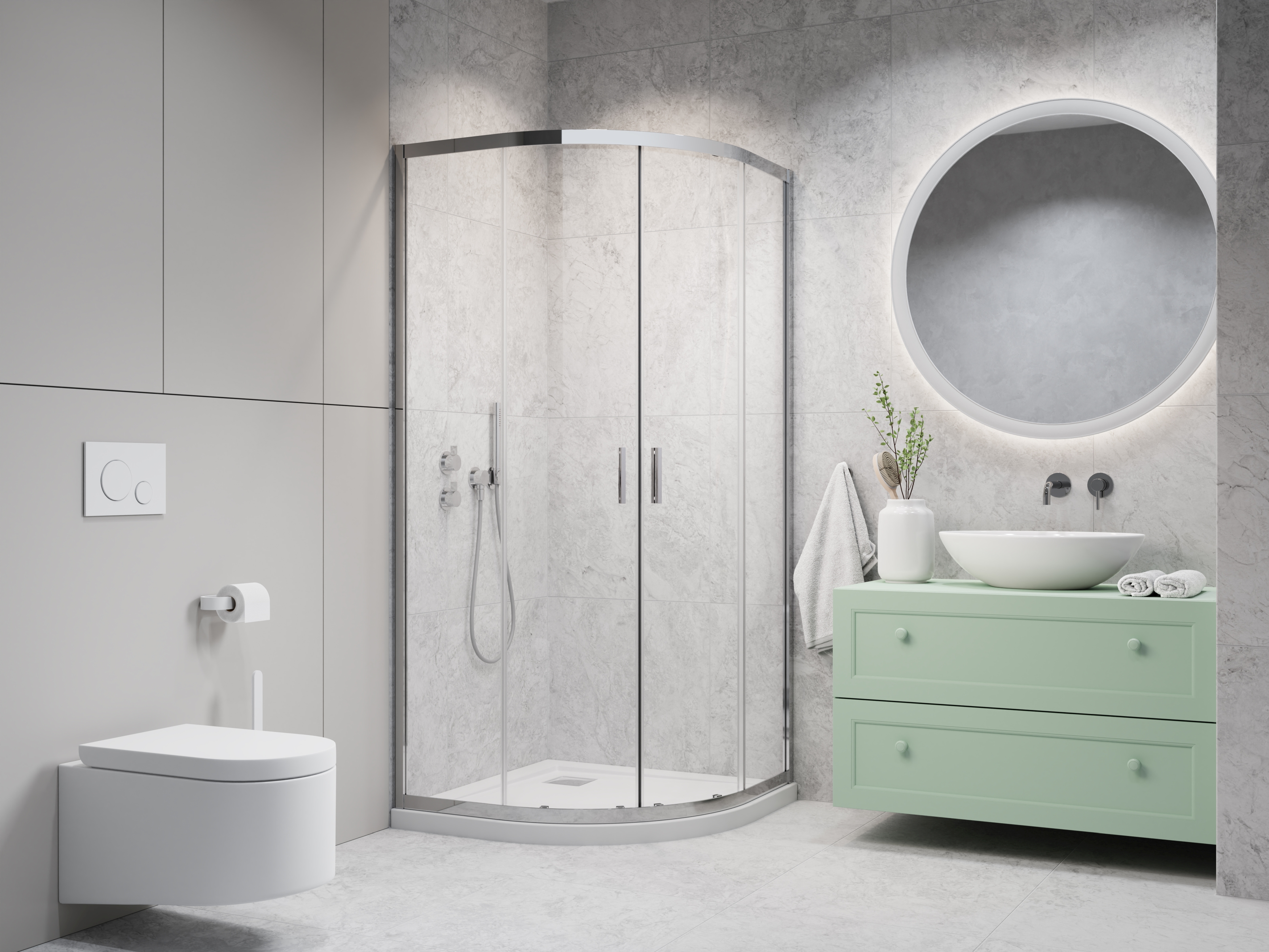 Radaway Alienta A kabina prysznicowa 80x80 cm półokrągła chrom/szkło przezroczyste 10228080-01-01 - Wysyłka w 24h