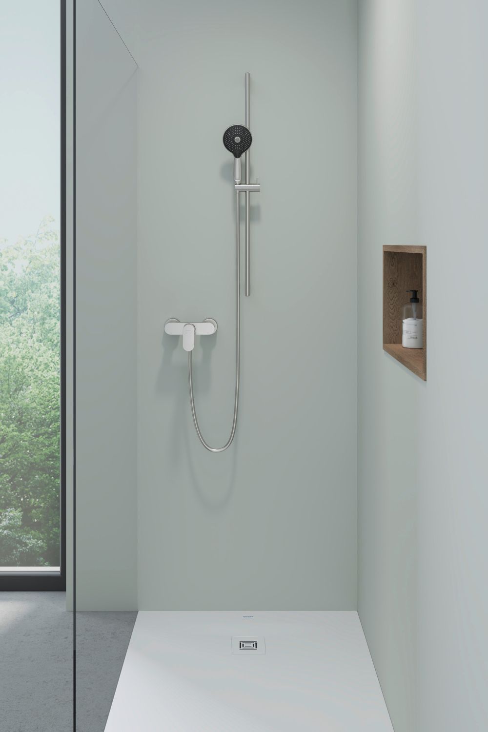 Duravit Wave bateria prysznicowa ścienna stal nierdzewna szczotkowana WA4230000070