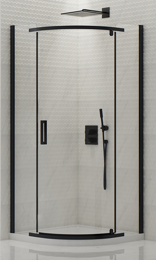 New Trendy New Komfort Black kabina prysznicowa 80x80 cm półokrągła czarny mat/szkło przezroczyste K-0468