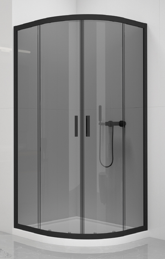 New Trendy New Varia Black kabina prysznicowa 80x80 cm półokrągła czarny mat/szkło przezroczyste K-0565