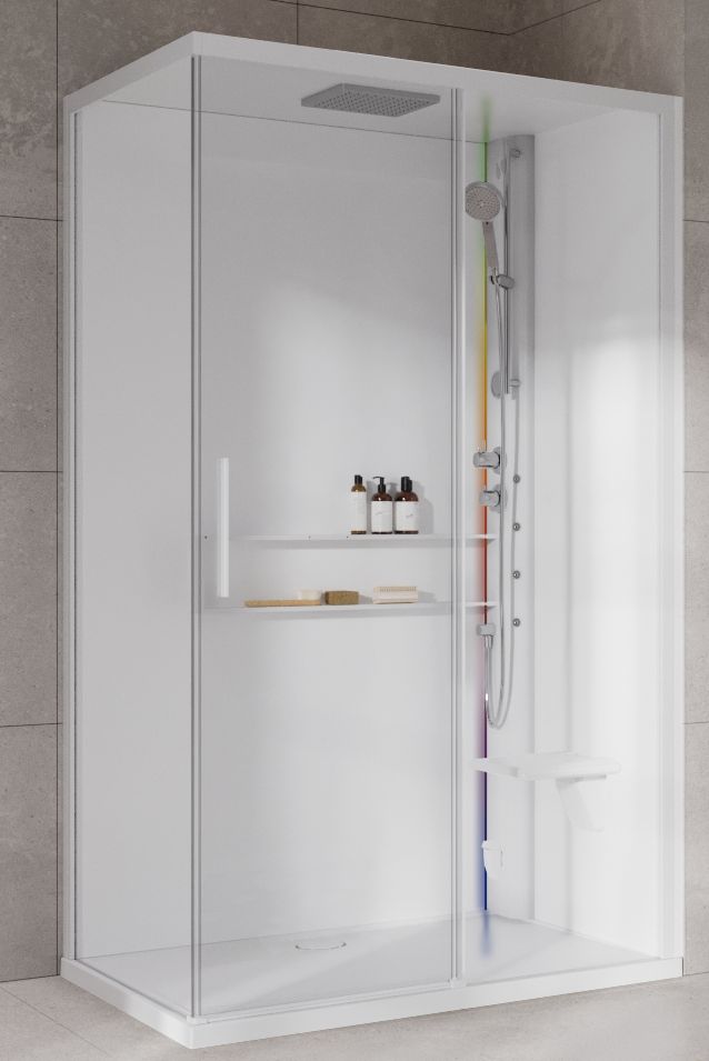Novellini Glax 2 2.0 2P kabina z hydromasażem 120x90 cm parowa z brodzikiem prawa total biała G222P299DT5-1UU