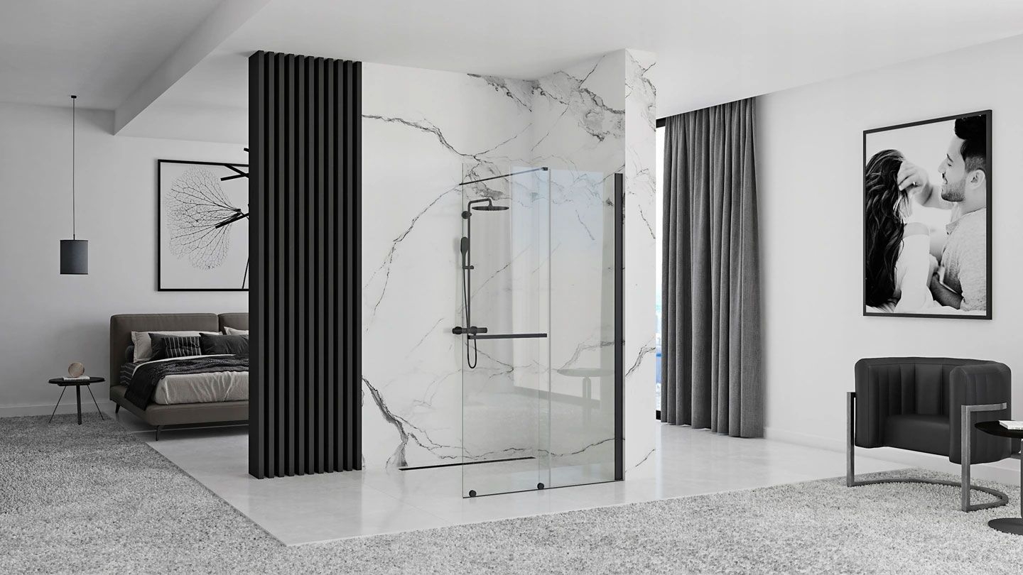 Rea Cortis Black ścianka prysznicowa Walk-In 100 cm profile czarne REA-K7740 - Wysyłka w 24h