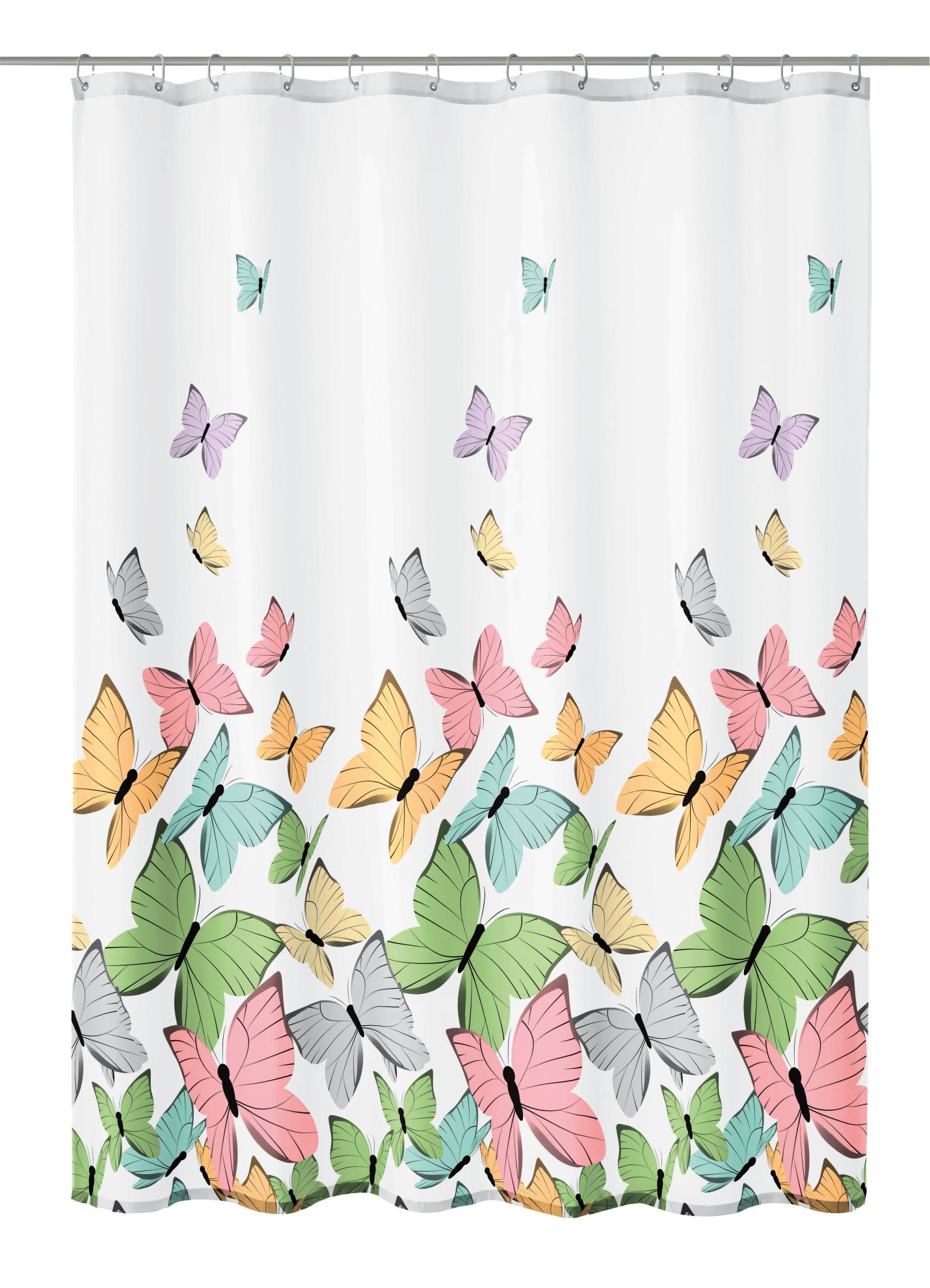 Kleine Wolke Butterflies zasłona prysznicowa 180x200 cm tekstylna biały/multikolor 5282148305 - Wysyłka w 24h
