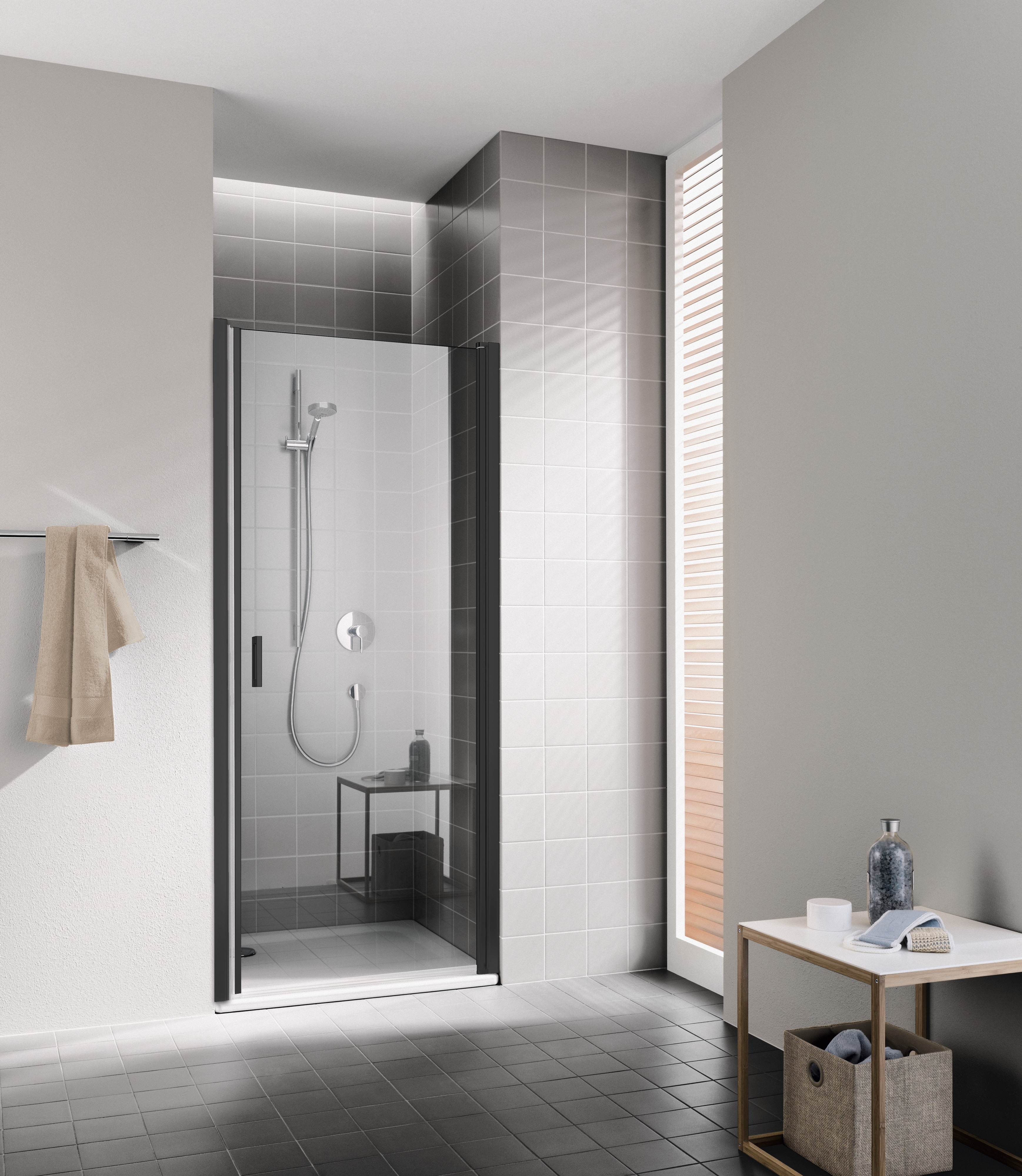 Kermi Cada XS Czarny Soft drzwi prysznicowe 90 cm prawe czarny soft/szkło przezroczyste CK1WR090203PK