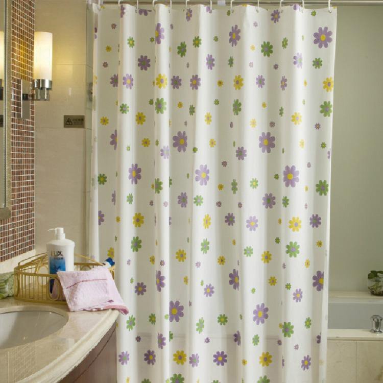 Aqualine zasłona prysznicowa 180x200 cm winyl biała/kwiaty ZV014