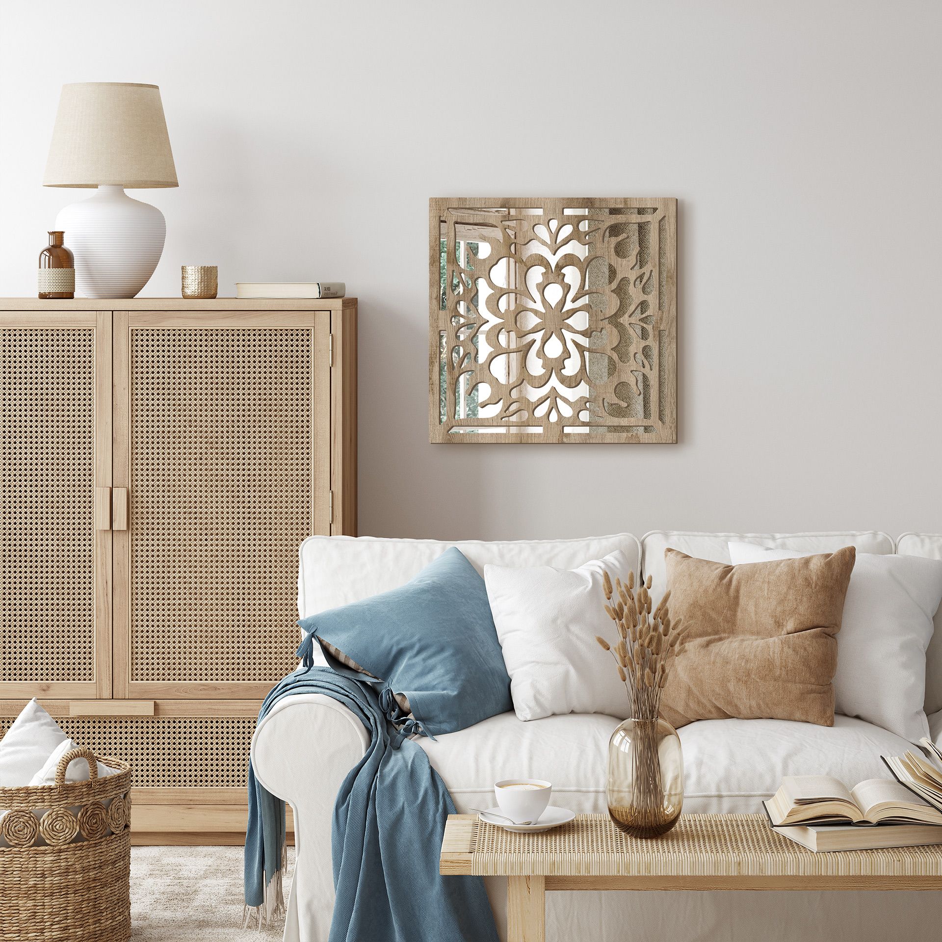 Styler Ornament Rita lustro 50x50 cm kwadratowe drewno LU-12311