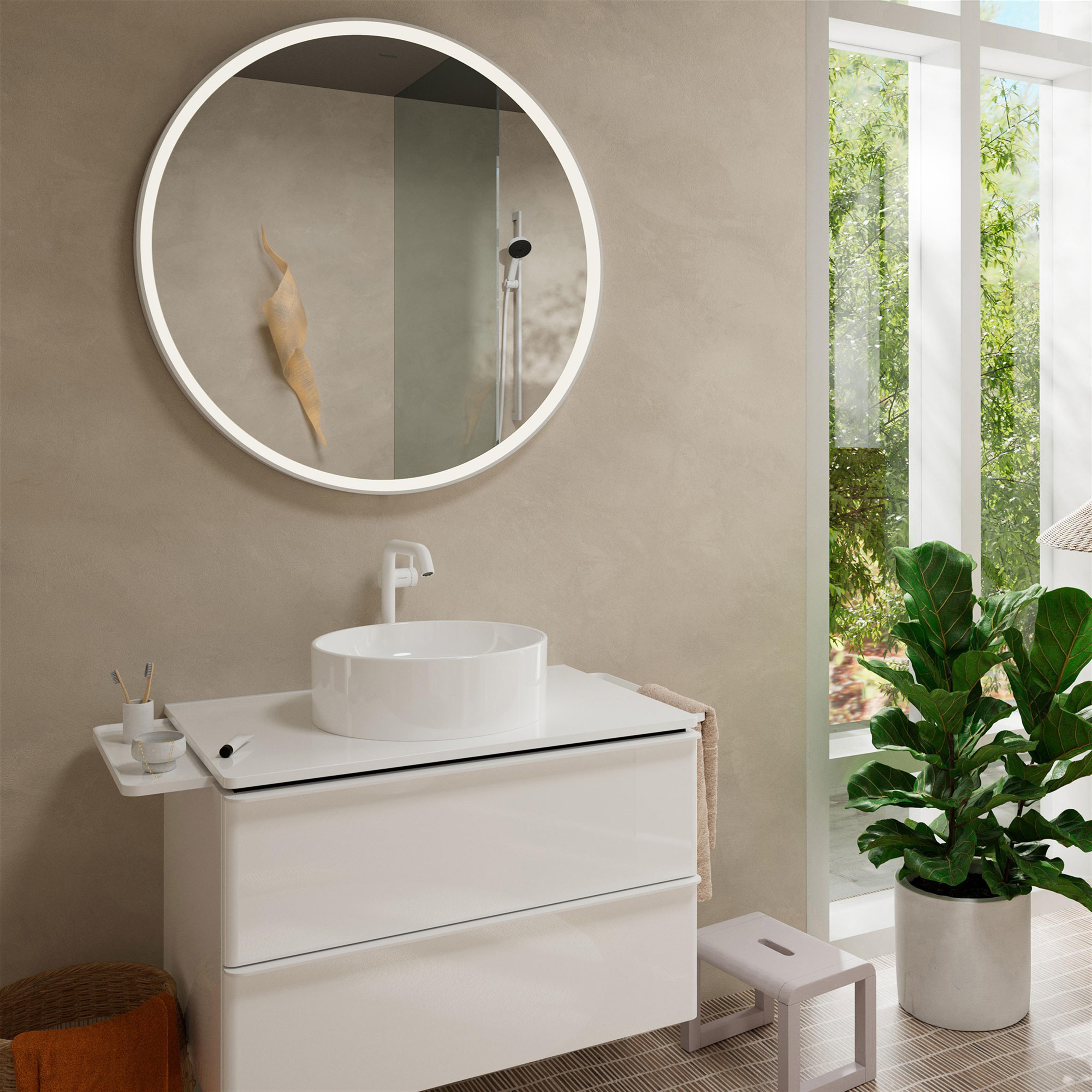 Hansgrohe Tecturis S bateria umywalkowa stojąca wysoka CoolStart biały mat 73372700