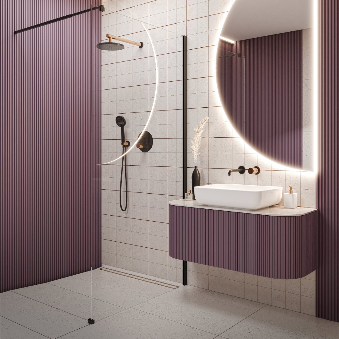 Invena ścianka prysznicowa walk-in 100 cm czarny półmat/szkło przezroczyste AK-32-101
