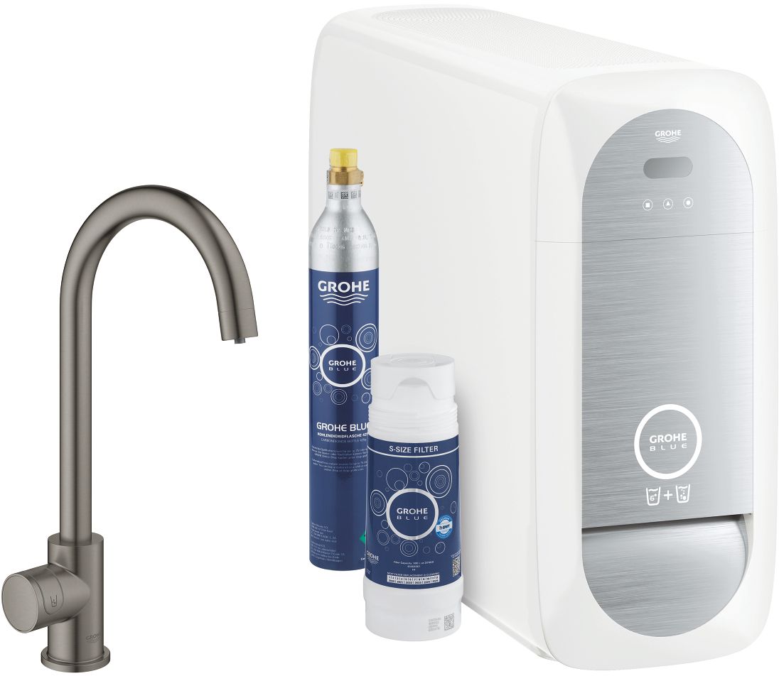 Grohe Blue Home zestaw startowy z zaworem kuchennym Mono brushed hard graphite 31498AL1