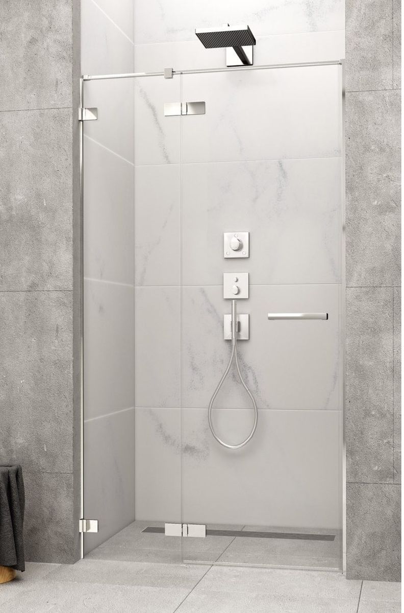 Radaway Arta DWJ II drzwi prysznicowe 90 cm ze ścianką stałą lewe chrom+/szkło przezroczyste 386441-03-01L/386011-03-01L