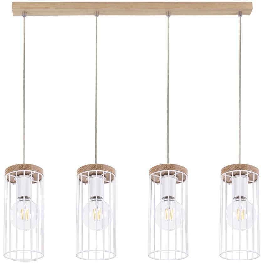Spot-Light Timeo lampa wisząca 4x60W biały/dąb olejowany 1047406730077