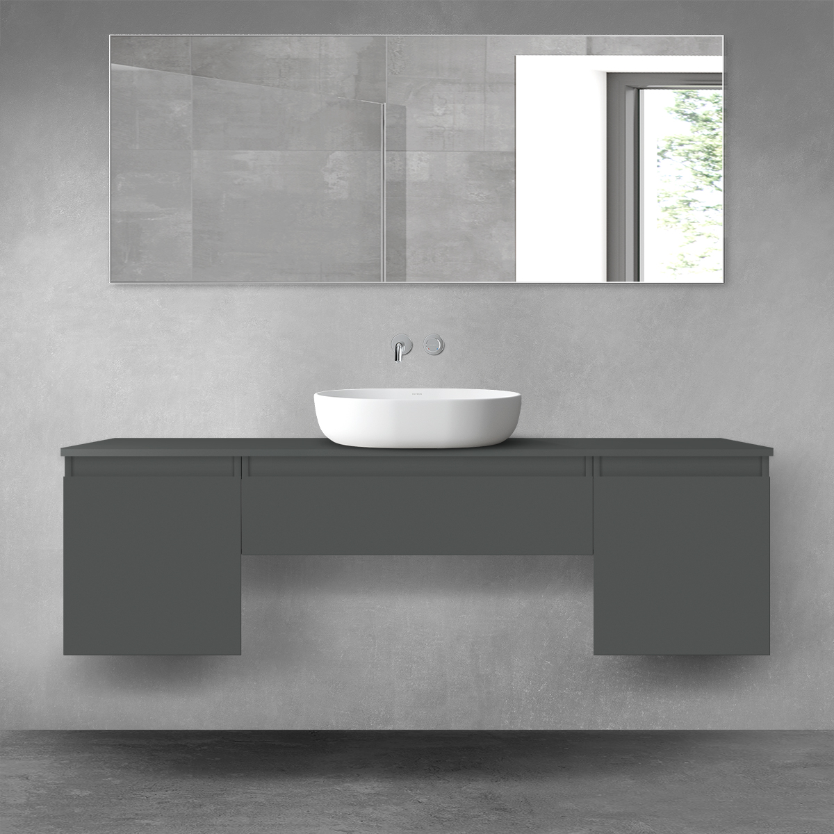 Oltens Vernal zestaw mebli łazienkowych 160 cm z blatem grafit mat 68389400 - Wysyłka w 24h