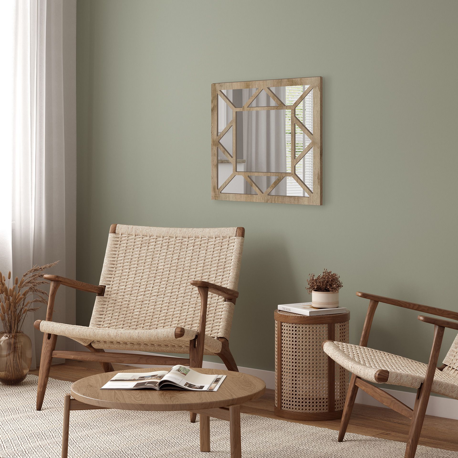Styler Ornament Diane lustro 50x50 cm kwadratowe drewno LU-12310