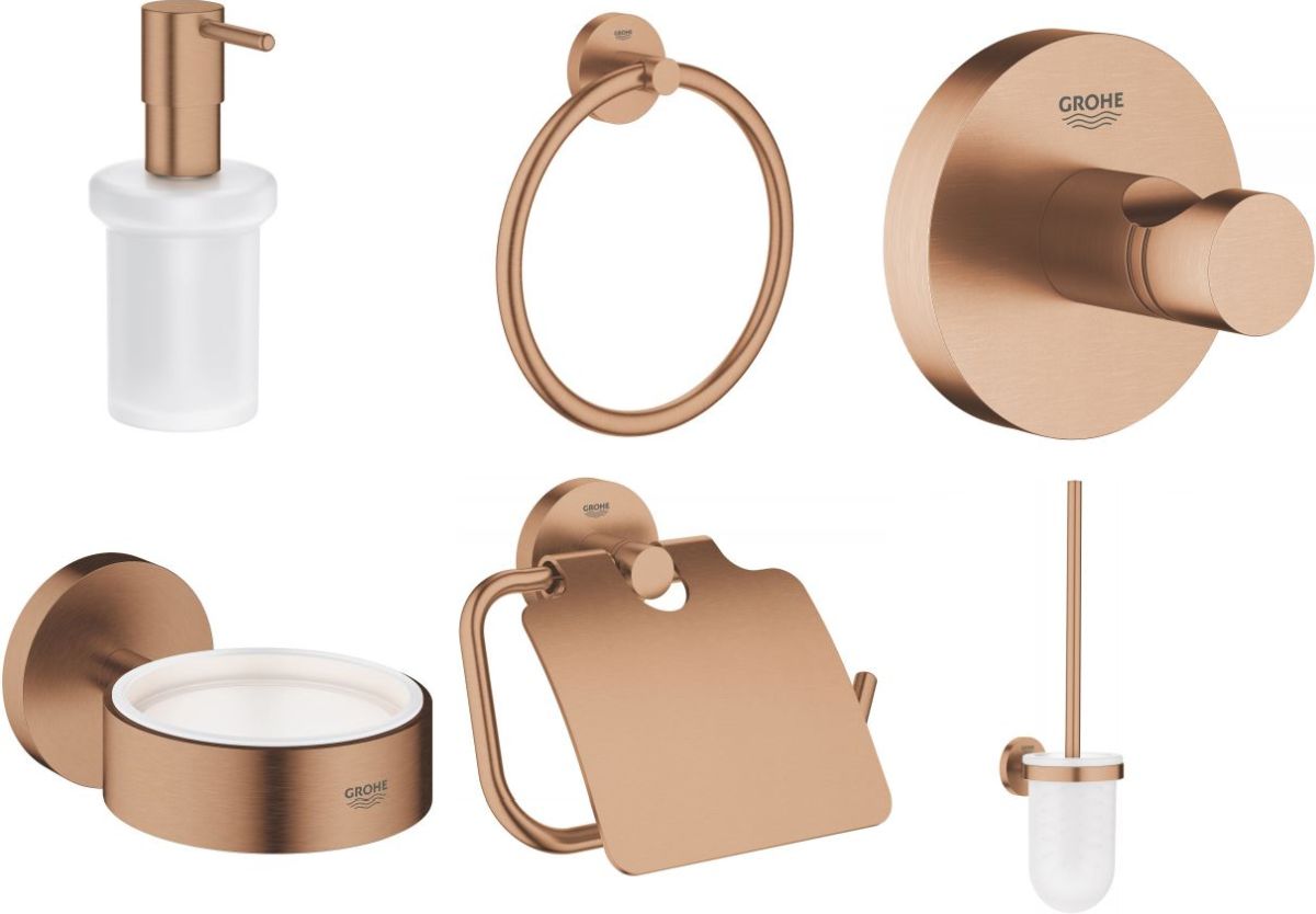 Grohe Grohe Essentials zestaw akcesoriów łazienkowych 6 szt brushed warm sunset (40364DL, 40367DL, 40374DL, 40365DL, 40369DL, 40394DL)