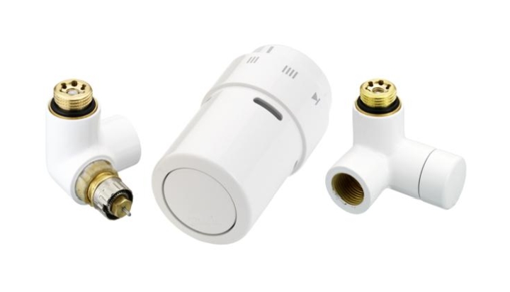 Danfoss X-tra Collection zestaw lewy dwa zawory + głowica biały 013G4008