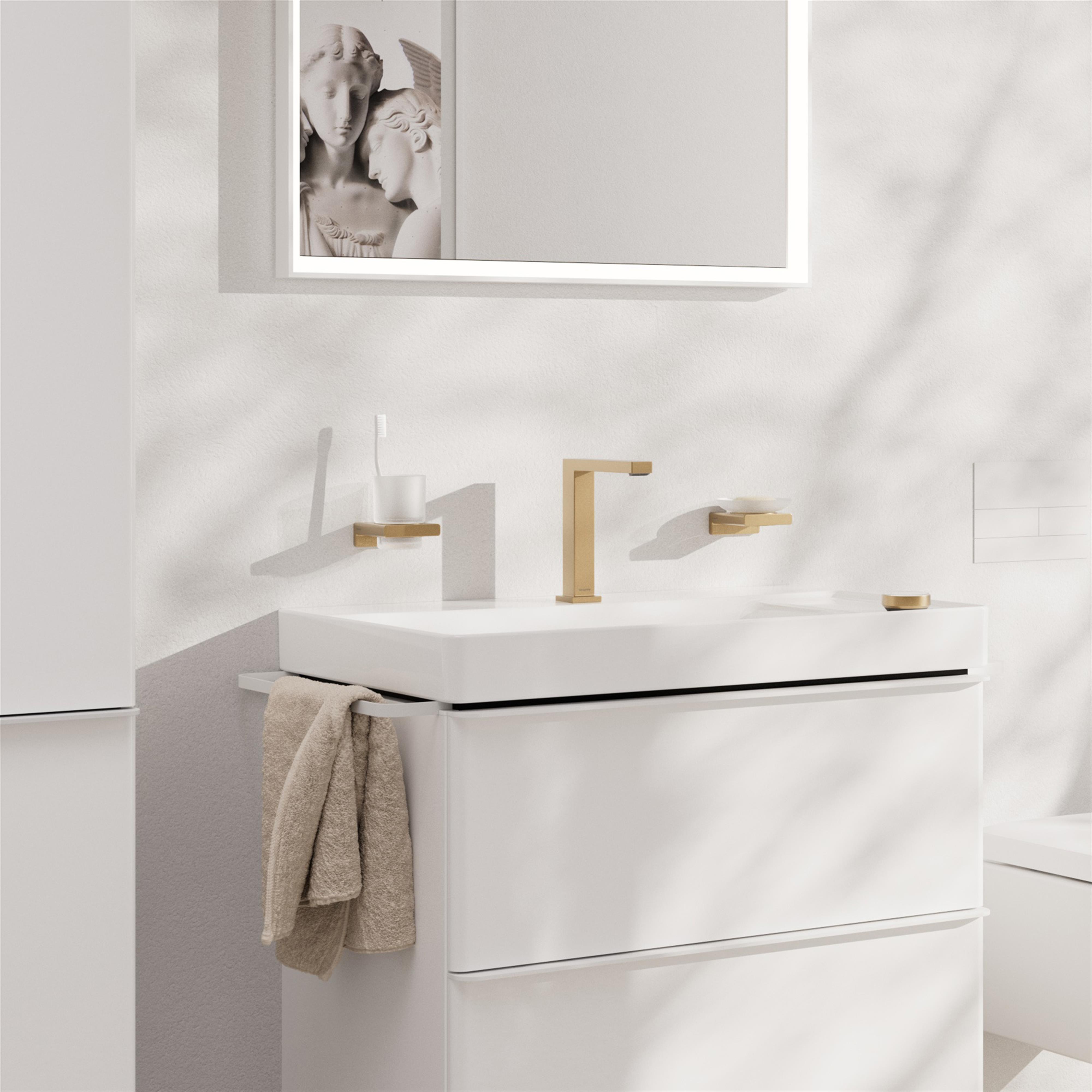 Hansgrohe Tecturis E bateria umywalkowa stojąca 2-otworowa CoolStart brąz szczotkowany 73053140