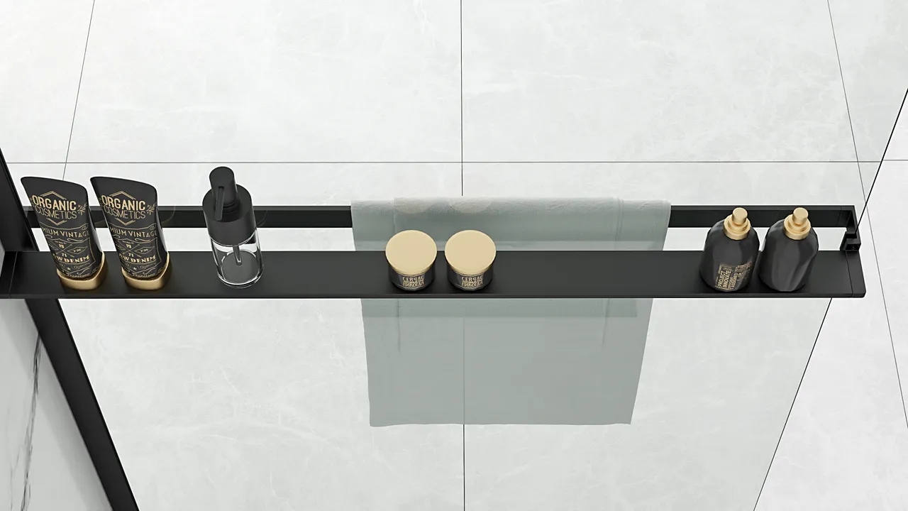 Rea Evo Black wieszak na ręcznik 120 cm z półką czarny HOM-00652 - Wysyłka w 24h