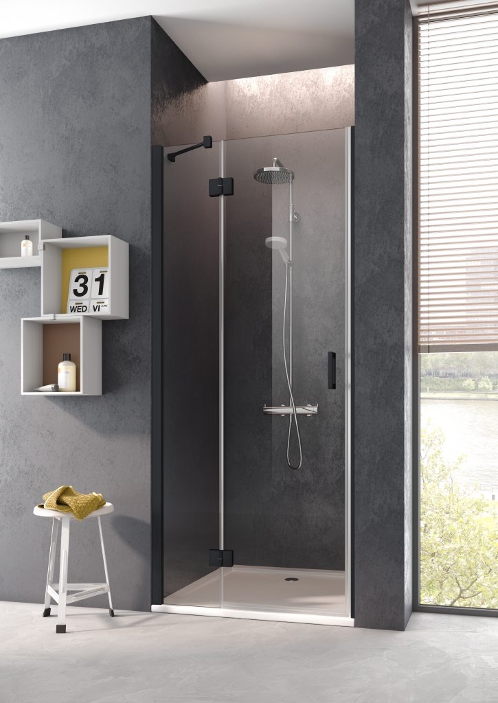 Kermi Osia OS SFL drzwi prysznicowe 90 cm lewe czarny soft/szkło przezroczyste OSSFL090203PK