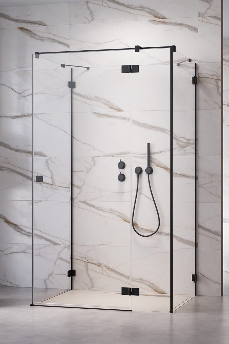 Radaway Essenza Pro Black KDJ+S drzwi prysznicowe 90 cm prawe czarny mat/szkło przezroczyste 10097390-54-01R