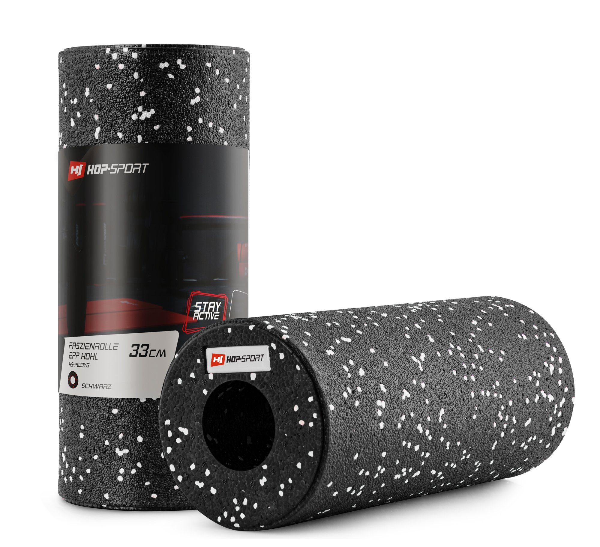 Wałek roller do masażu EPP pusty 33cm czarno-biały