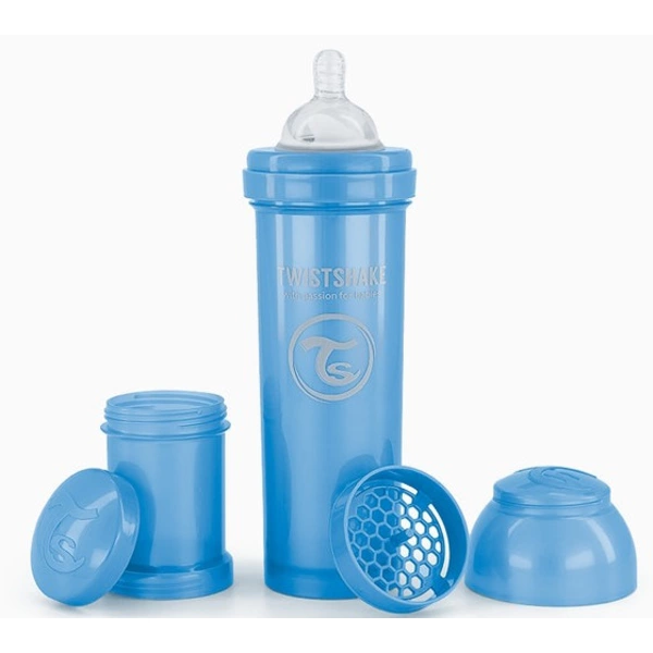 Twistshake - Antykolkowa butelka do karmienia, niebieska 330ml