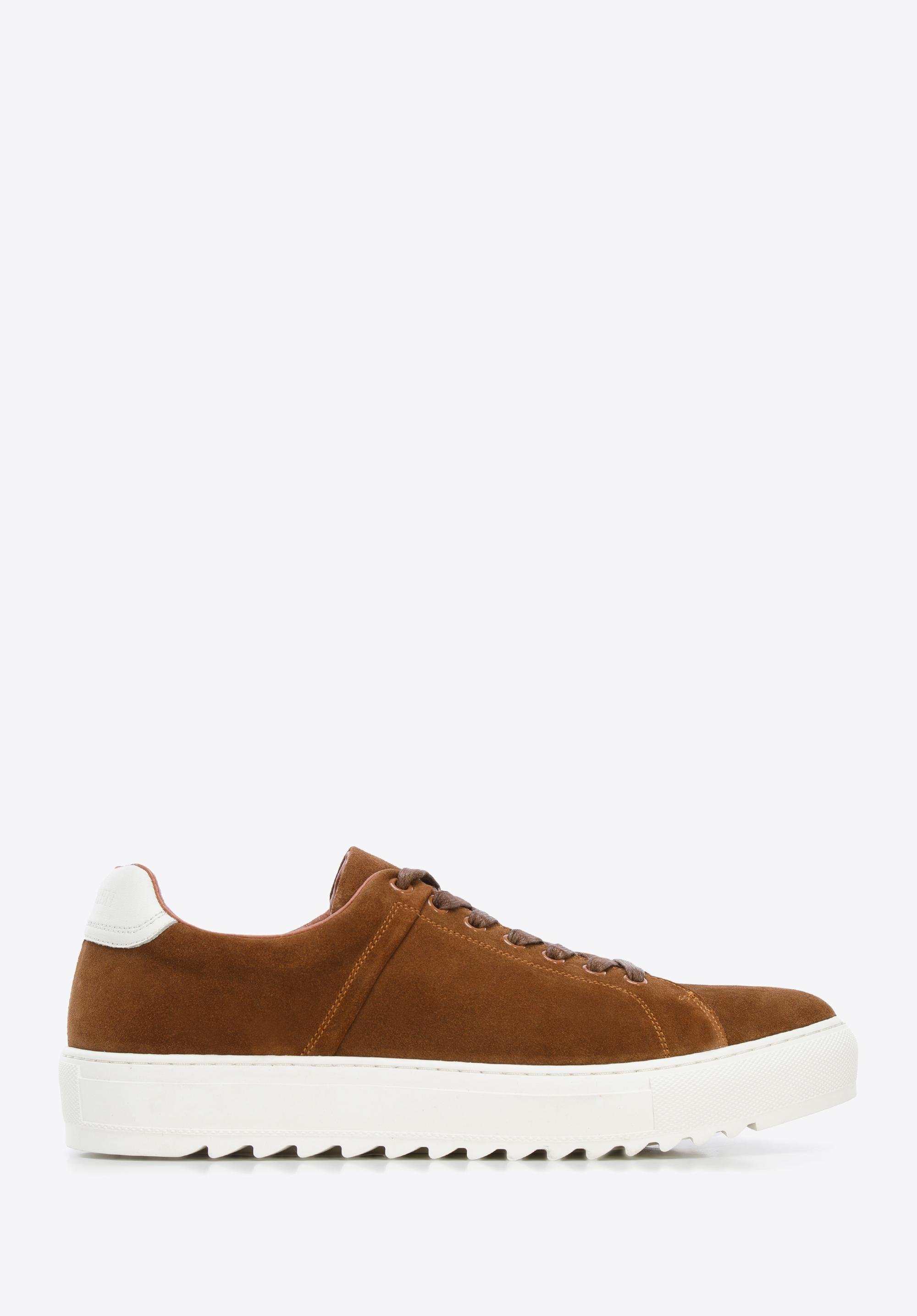 Męskie sneakersy zamszowe na grubej podeszwie brązowe