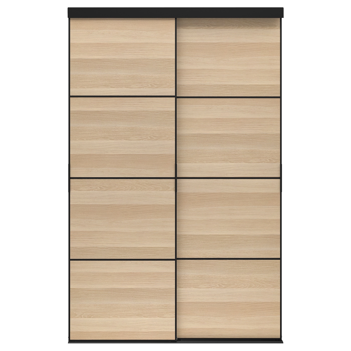 IKEA SKYTTA / MEHAMN kombinacja drzwi przesuwnych, czarny/2str imitacja dębu bejcowanego na biało, 152x240 cm