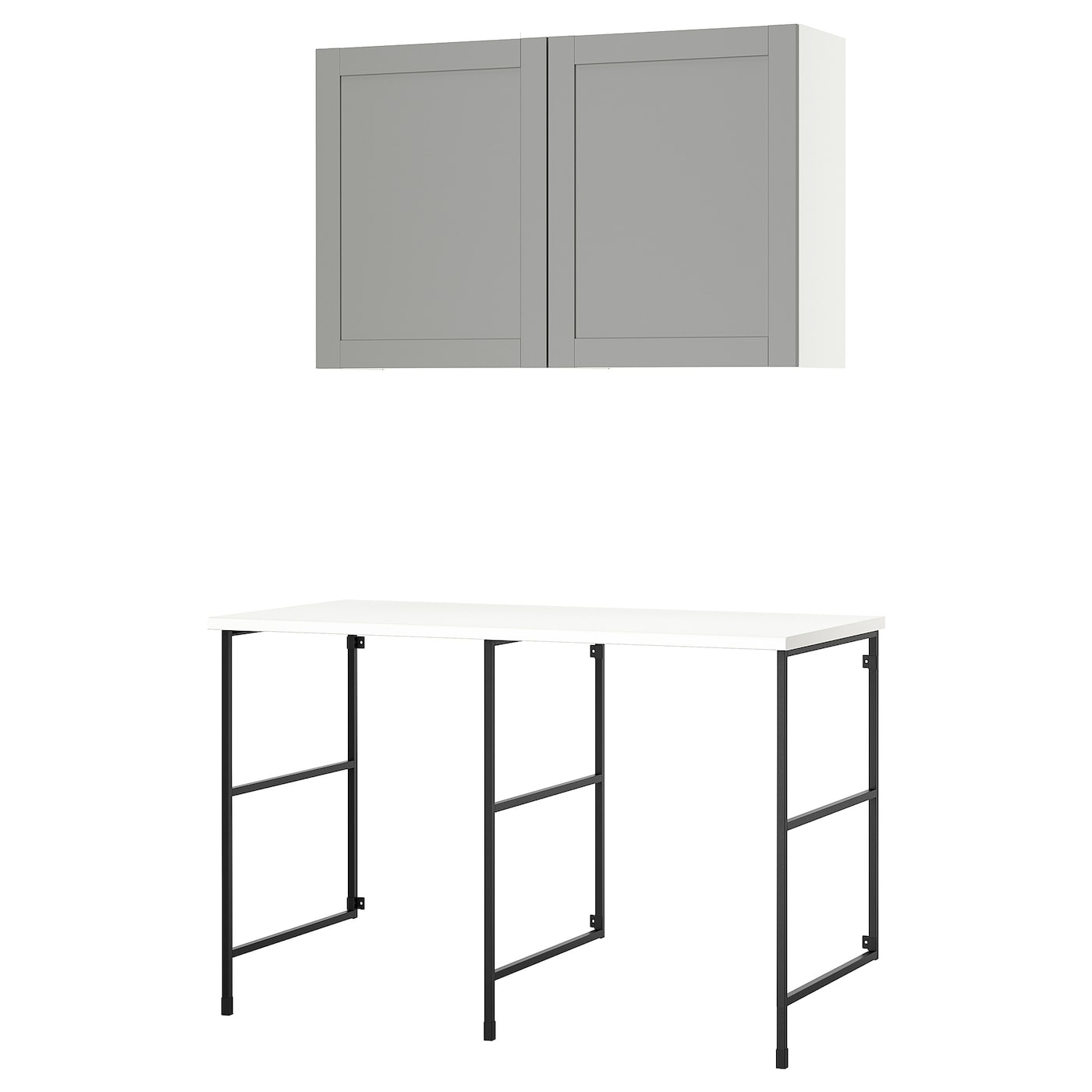 IKEA ENHET regał, antracyt/szara rama, 139x63.5x90.5 cm