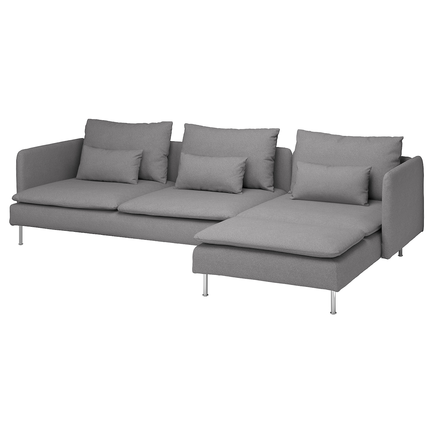 IKEA SÖDERHAMN sofa 4-osobowa z szezlongiem, Tonerud szary, Szerokość: 291 cm