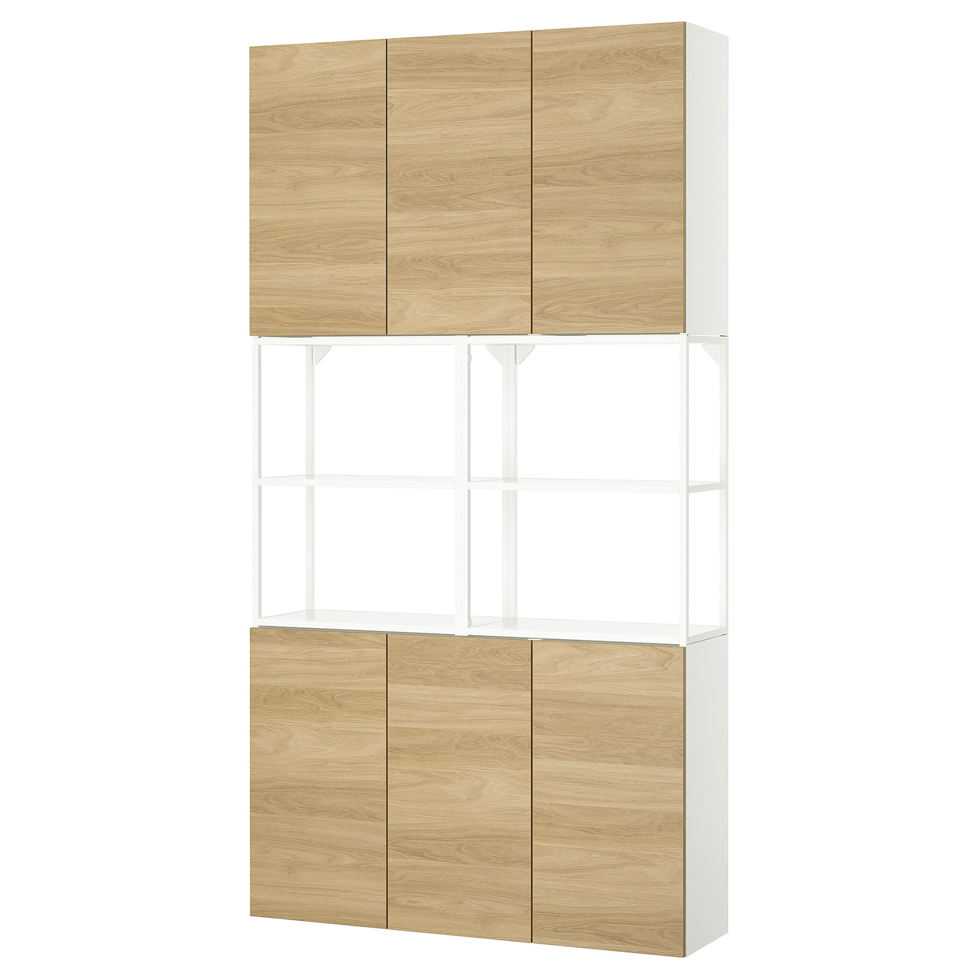 IKEA ENHET regał, biały/imit. dębu, 120x32x225 cm