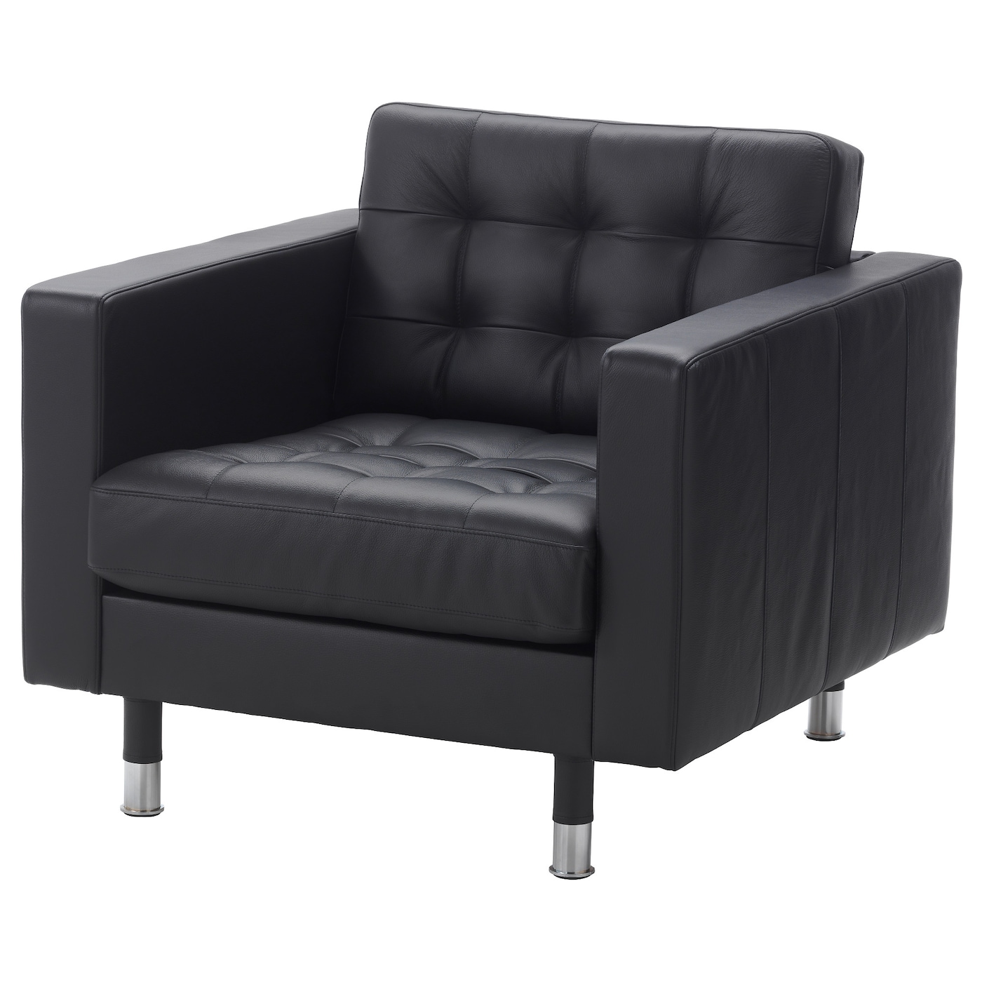 IKEA LANDSKRONA fotel, Grann/Bomstad czarny/metal, Szerokość: 89 cm