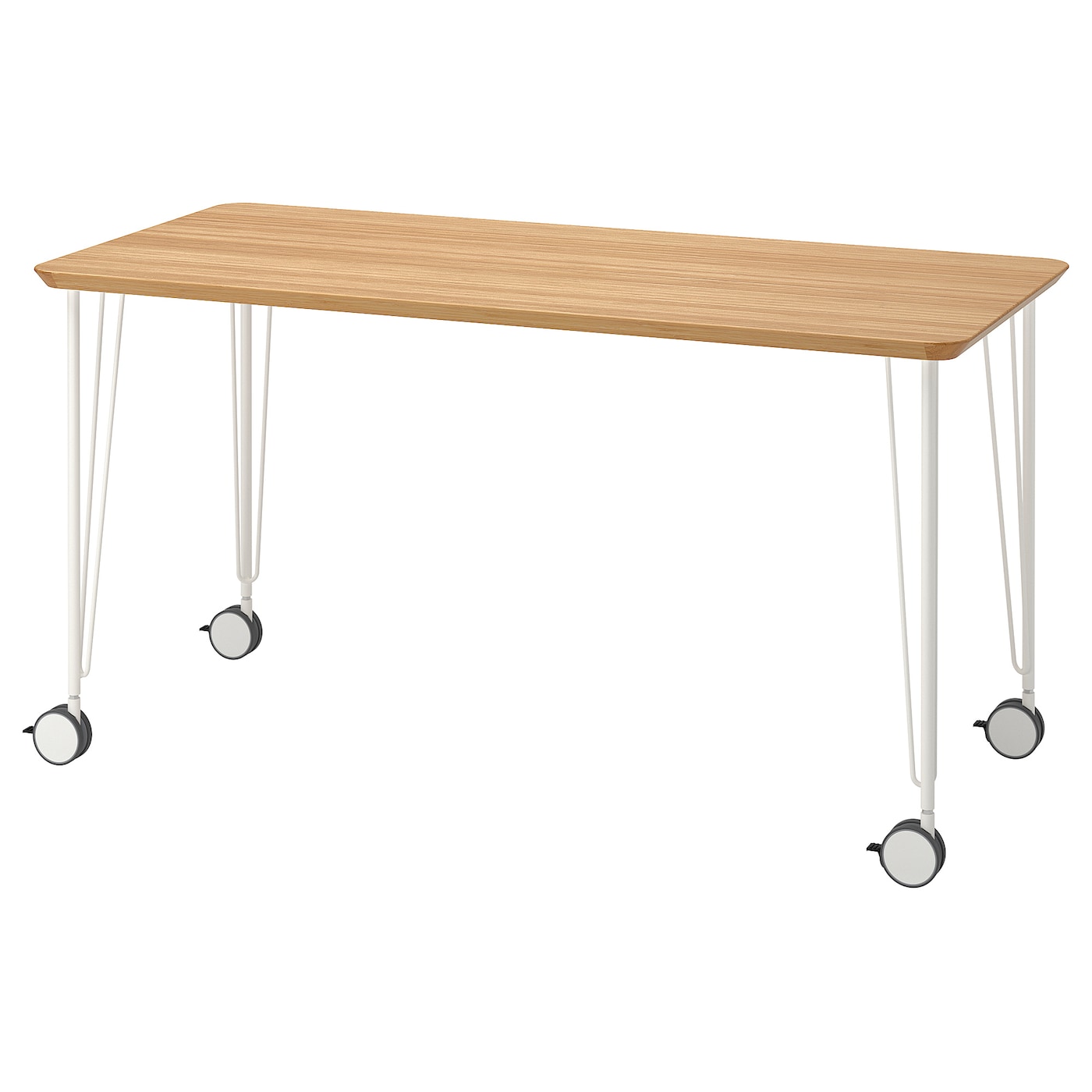 IKEA ANFALLARE / KRILLE biurko, bambus/biały, 140x65 cm