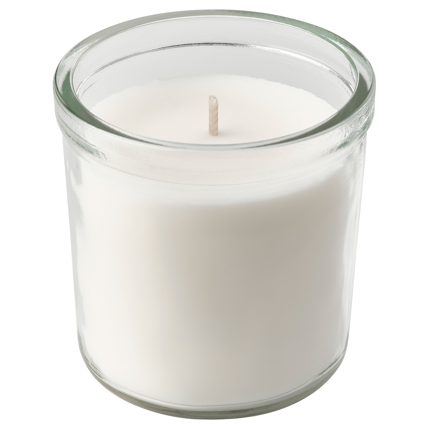 IKEA TRÅDCYPRESS świeca zapachowa w szkle, zapach świeżego prania/biały, 40 godz.