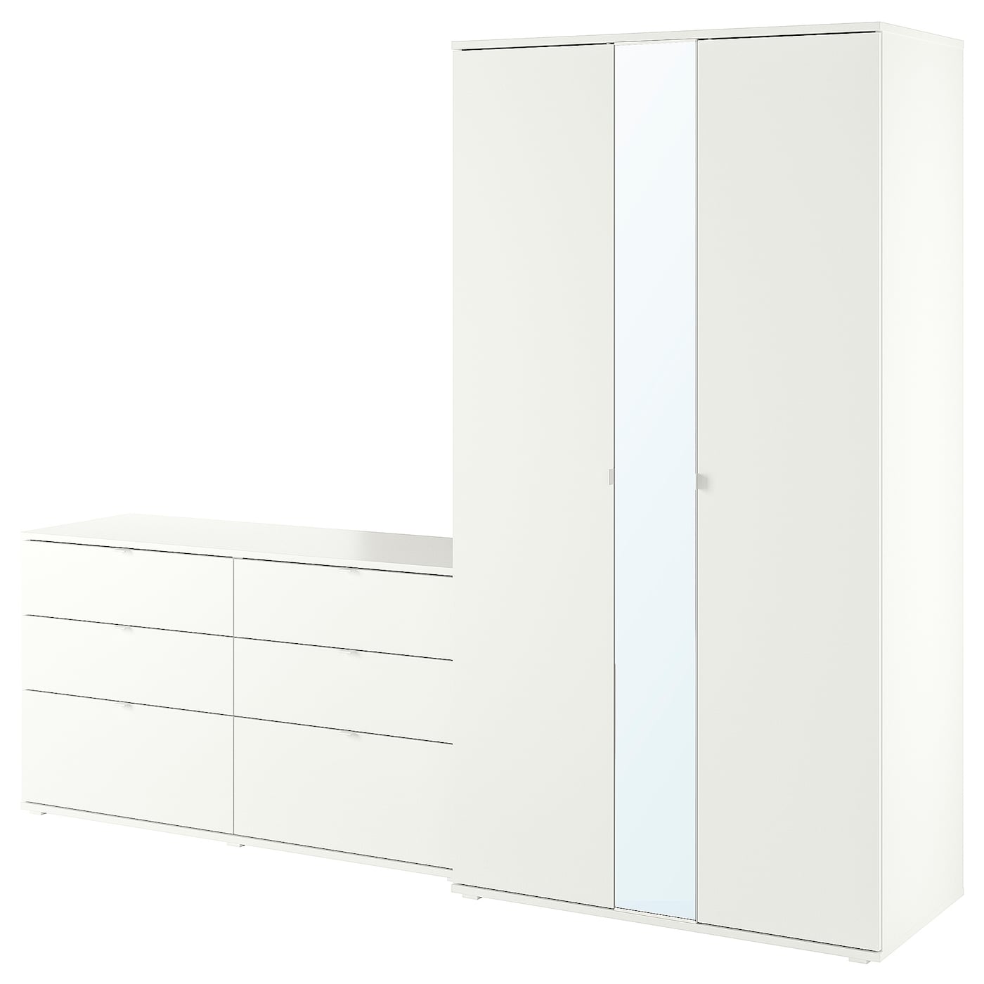 IKEA VIHALS kombinacja szafy, biały/lustro, 245x57x200 cm