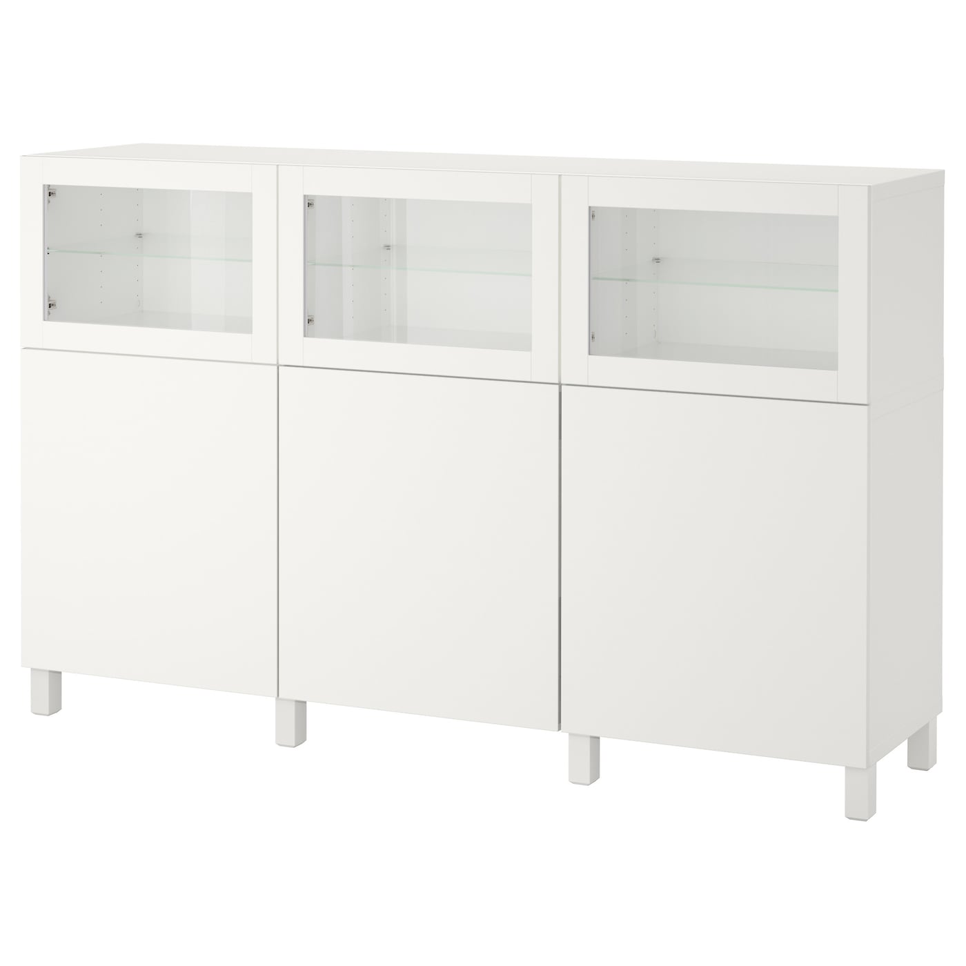IKEA BESTÅ kombinacja z drzwiami, biały Lappviken/Sindvik białe szkło przezroczyste, 180x42x112 cm